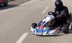 Go kart sürücüsü pisti şaşırdı, trafiğe çıkıp drift attı