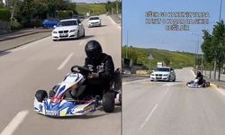 Go kart sürücüsü pisti şaşırdı, trafiğe çıktı!