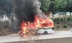 İşçi servisi alev alev yandı