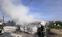 Park halindeki minibüs alevlere teslim oldu
