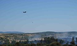 Balıkesir Pamukçu’da arazi yangınına müdahale ediliyor