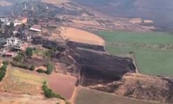 Bilecik’te kısmen kontrol altına alına yangının bıraktığı tahribat havadan görüntülendi