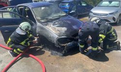 Diyarbakır’da hastane otoparkında otomobil yangını