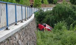 Otomobil istinat duvarından ağaçlık alana uçtu: 4 yaralı