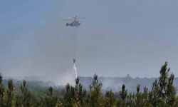 Şarköy’de orman yangınına helikopterle müdahale sürüyor