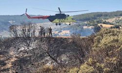 Tekirdağ’da otluk ve makilik alanda çıkan yangına havadan ve karadan müdahale edildi