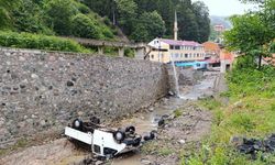 Trabzon’da kamyonet dereye uçtu: 2 yaralı