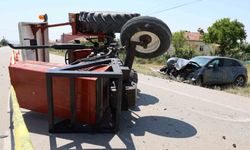 Traktör ile otomobil çarpıştı: 4 yaralı