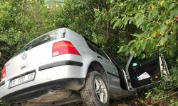 Yoldan savrulan otomobil ağaça çarparak durabildi