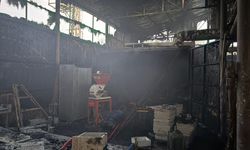 Mermer fabrikasında yangın