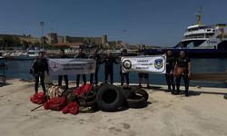 Bozcaada'da deniz dibi temizliği