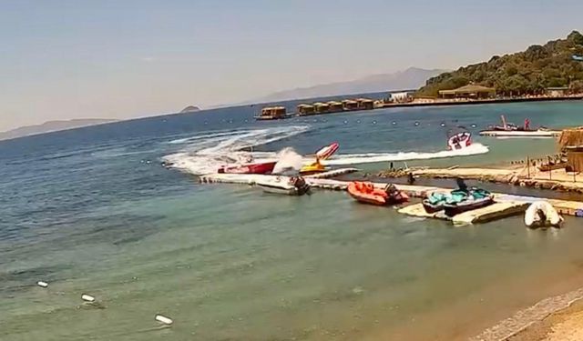 Bodrum’da su sporu kazası kamerada... Deniz yatağı, sürat teknesine çarptı: 3 yaralı