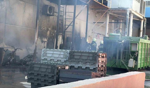 Bodrum’da bir AVM’nin geri dönüşüm alanında çıkan yangın korkuttu