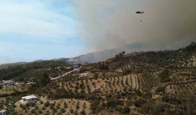 Yangında 25’inci saat geride kalırken havadan ve karadan müdahale dronla görüntülendi