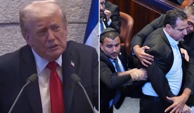 Trump İsrail Meclisi'nde protesto edildi