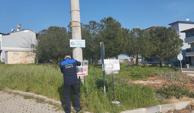 Denizli Büyükşehir Zabıta’dan totem ve tabela denetimi
