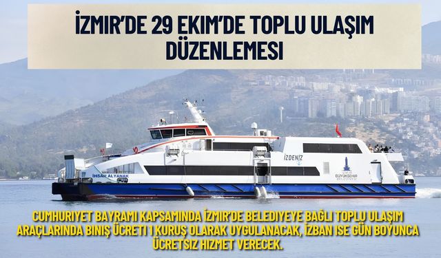 İzmir’de 29 Ekim’de toplu ulaşım düzenlemesi