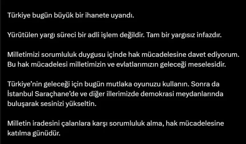 İmamoğlu: 'Oyunuzu kullanın sonra Saraçhane'ye gidin