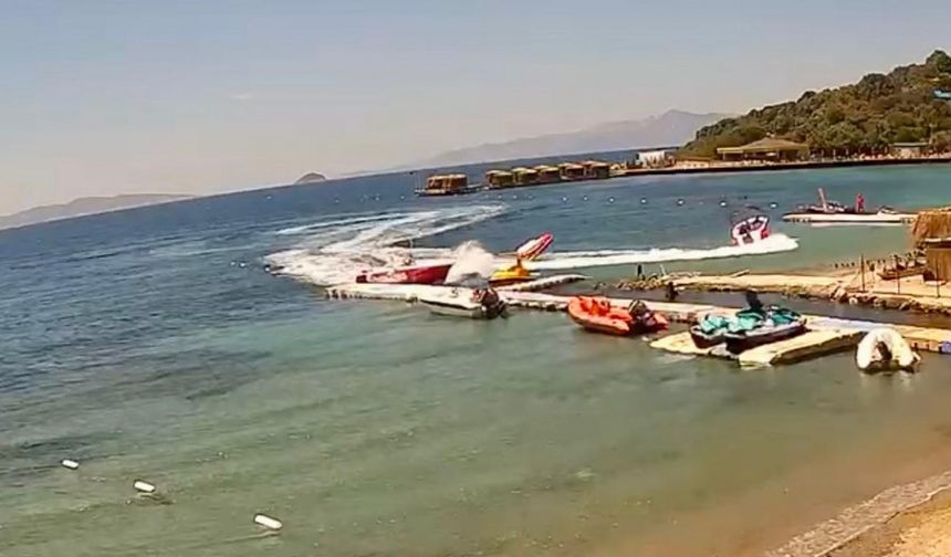 Bodrum’da su sporu kazası kamerada... Deniz yatağı, sürat teknesine çarptı: 3 yaralı