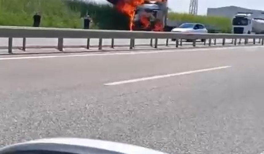 Tır alev topuna döndü