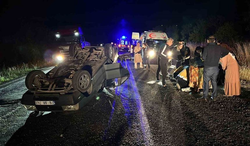 Kontrolden çıkan otomobil takla atıp ters döndü: 1’i çocuk 4 yaralı