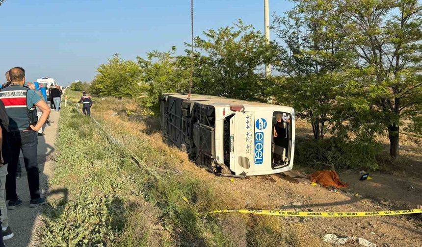 Konya’da yolcu otobüsü devrildi: 1 ölü, 23 yaralı
