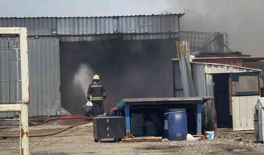 Palet fabrikasındaki yangına müdahale sürüyor
