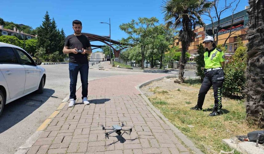 Zonguldak’ta trafikte bayram öncesi dronlu denetim