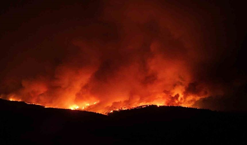 Çanakkale’de alevler geceyi aydınlattı, o anlar dronla görüntülendi