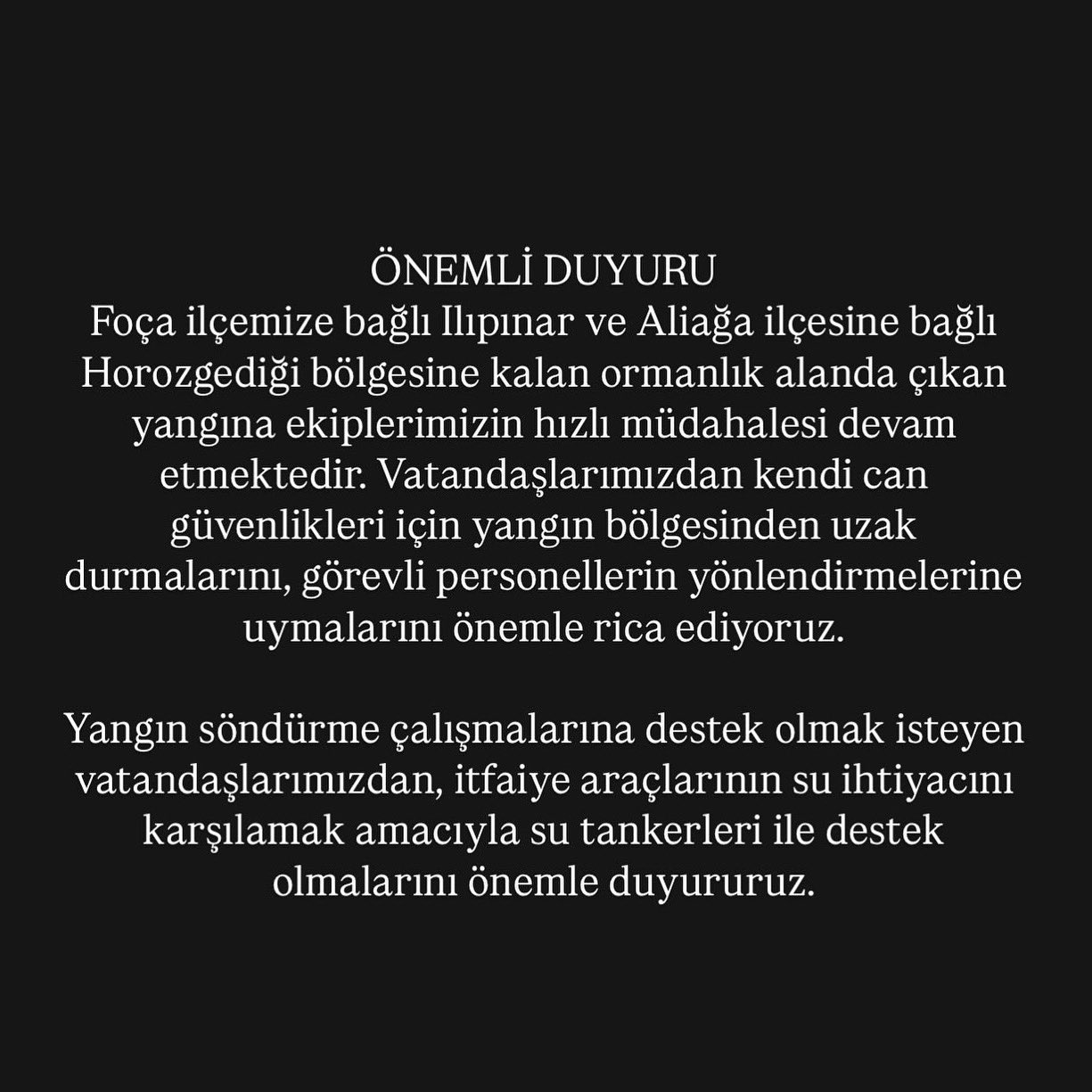 Foça Belediyesi Yangın Açıklaması
