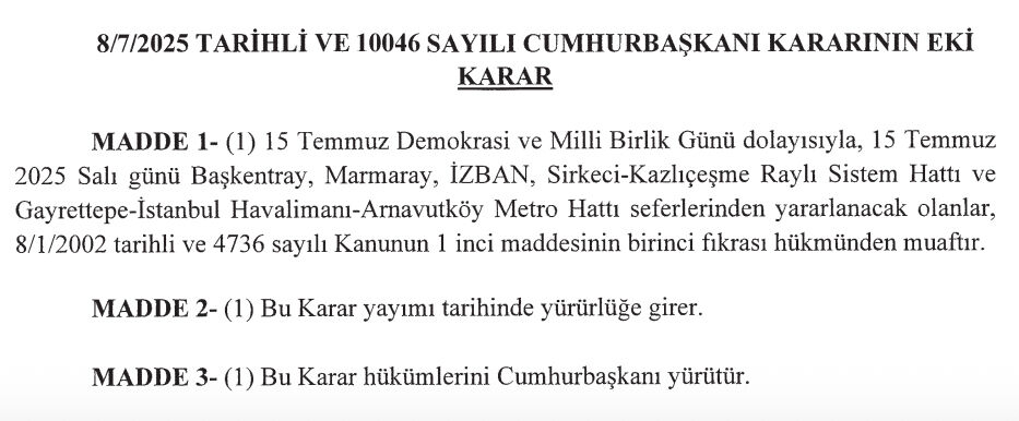 15 Temmuz Ulaşım