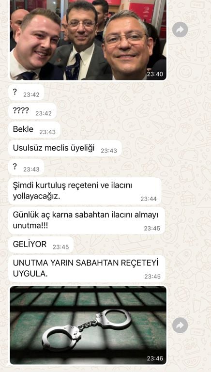 Chp’li Meclis Üyesine Whatsapp Üzerinden Kelepçeli Tehdit