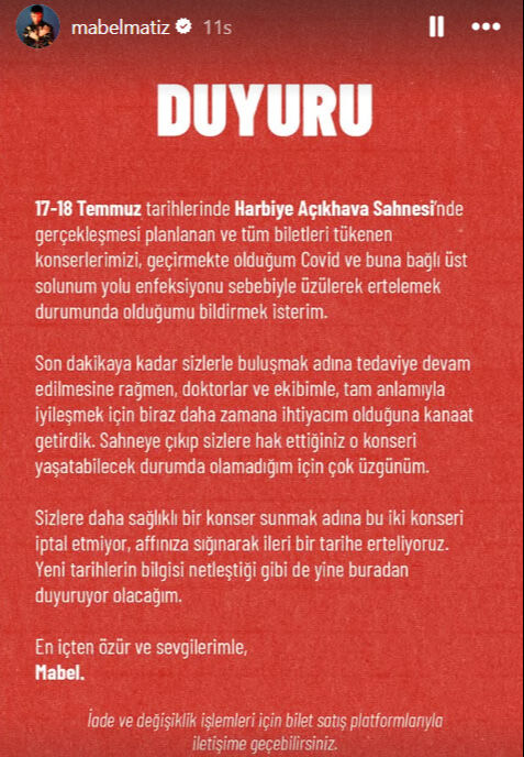 Mabel Matiz, Covid Oldu! Sahneye Çıkamayacak