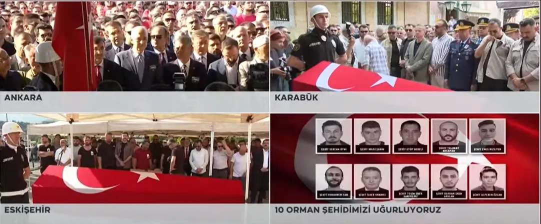 Orman Yangını Şehitlerine Veda... Kahramanlar Son Yolculuğuna Uğurlandı (1)